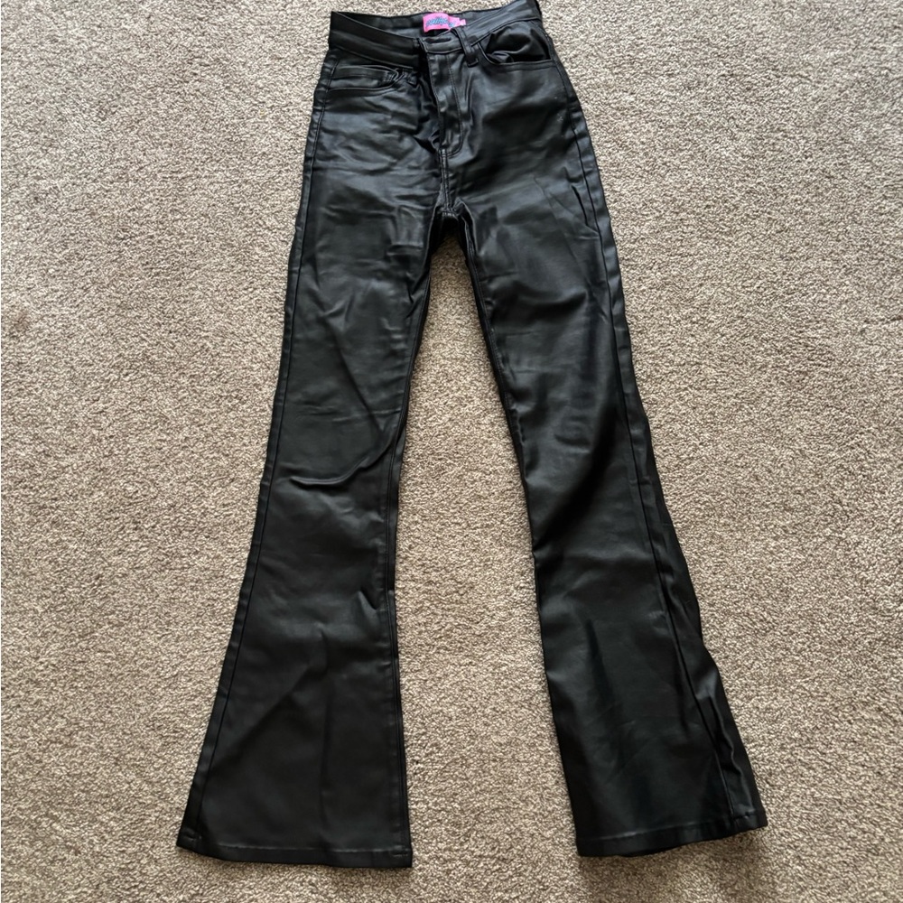 Edikted Charcoal High-Waisted Faux Leather Pants